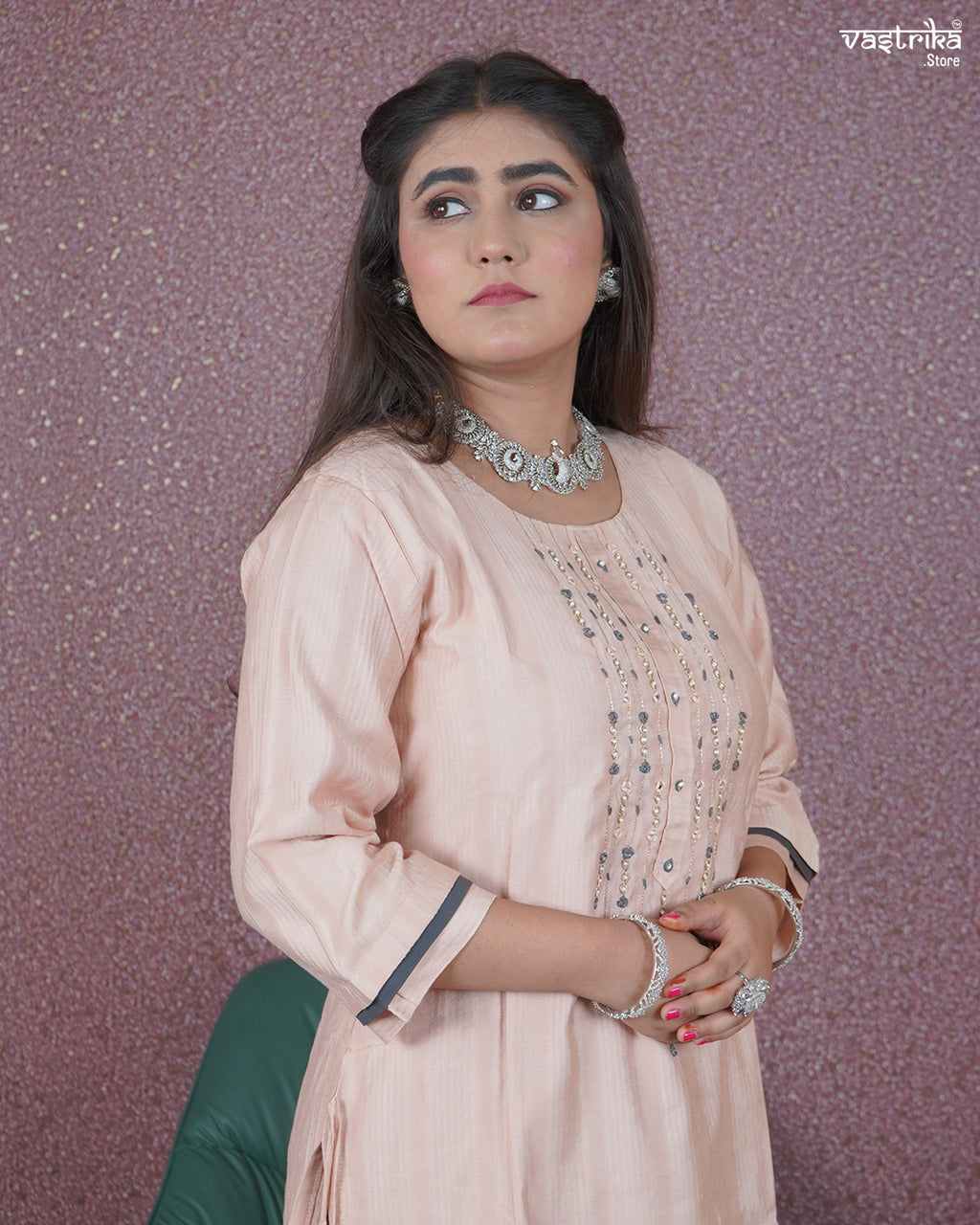 Hand-Embroidered Kurti Set