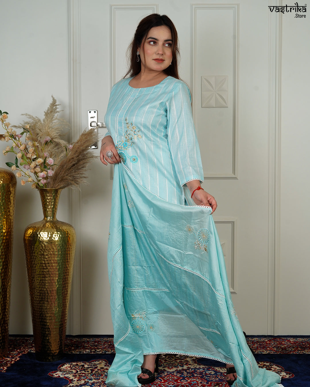 Cotton Kurti Set with Chanderi Dupatta