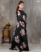 Black Chiffon Digital Print Skirt Set