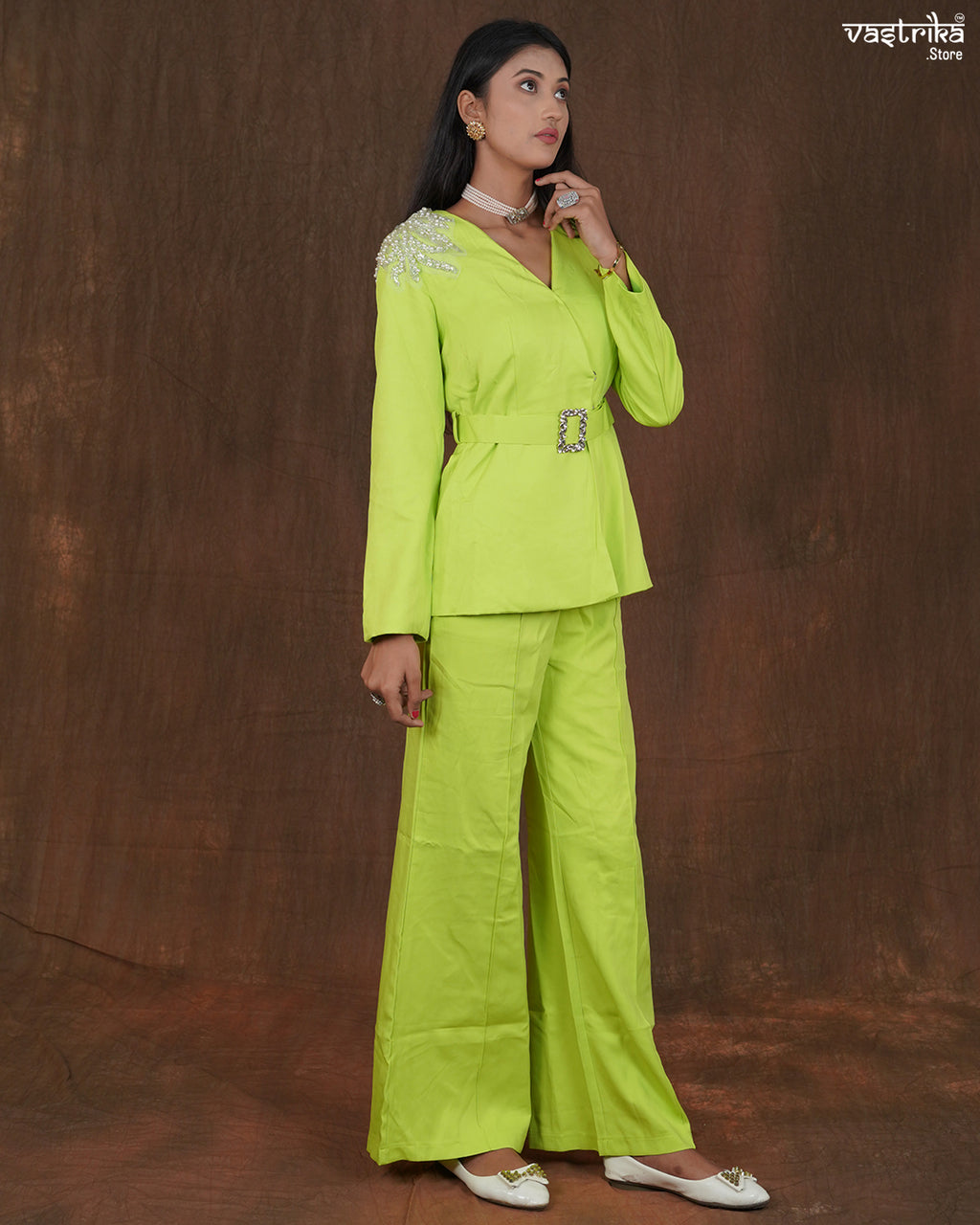 Crape Blazer-Style Cord Set