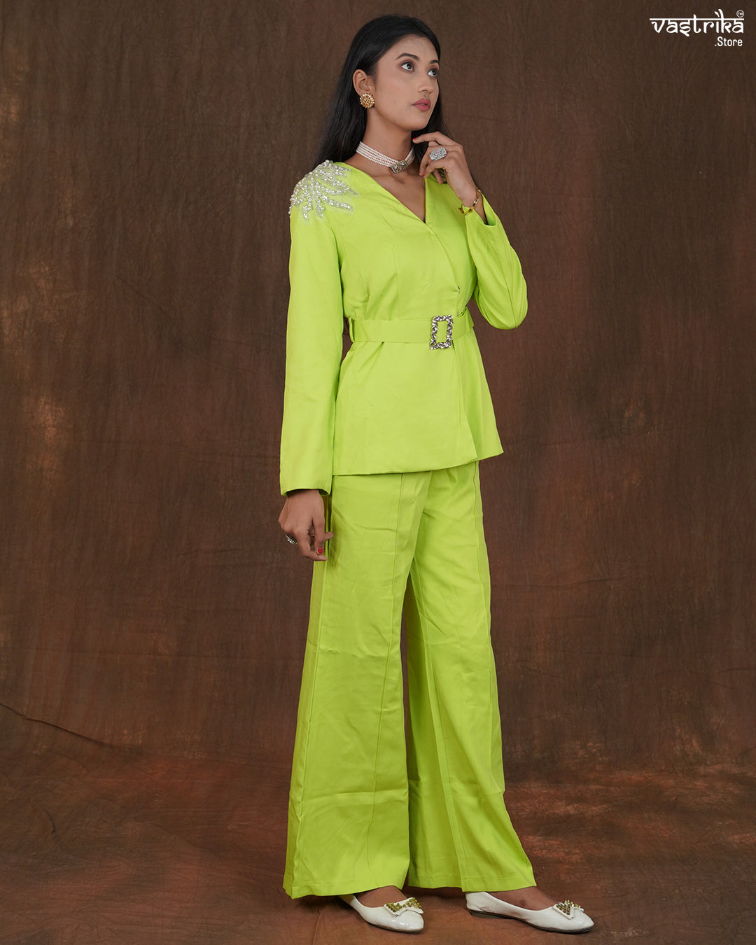 Crape Blazer-Style Cord Set