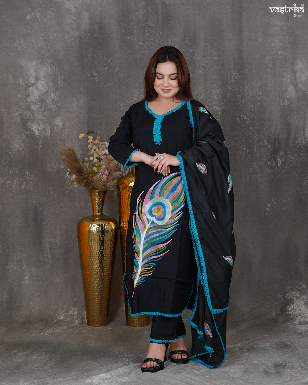 Roman Silk Kurti Set with Heavy Dupatta