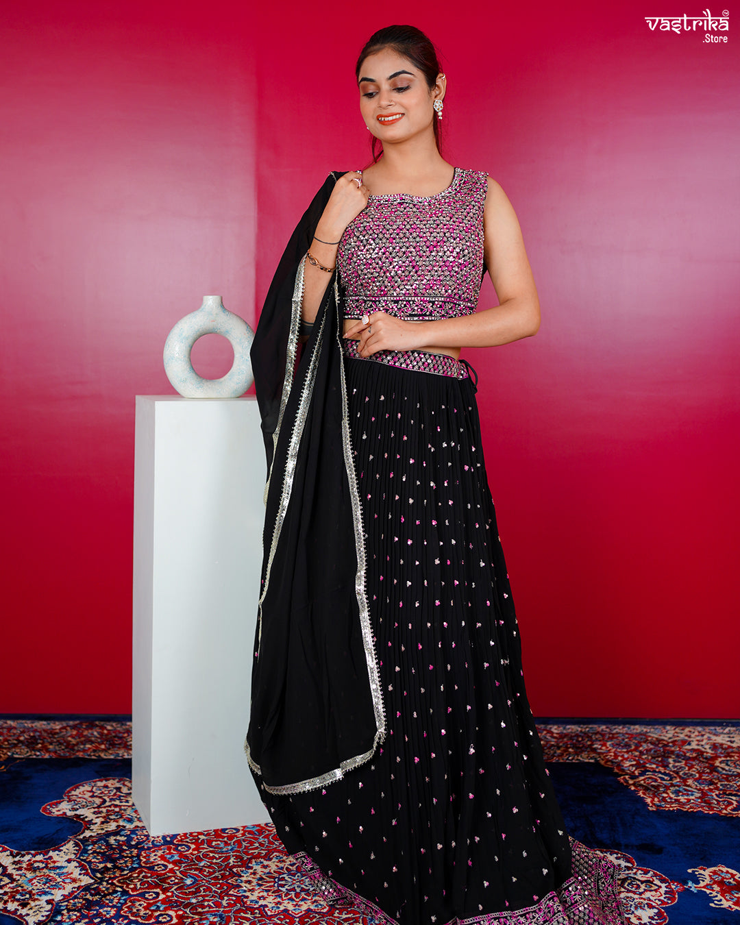 Black Georgette Co-ord Set