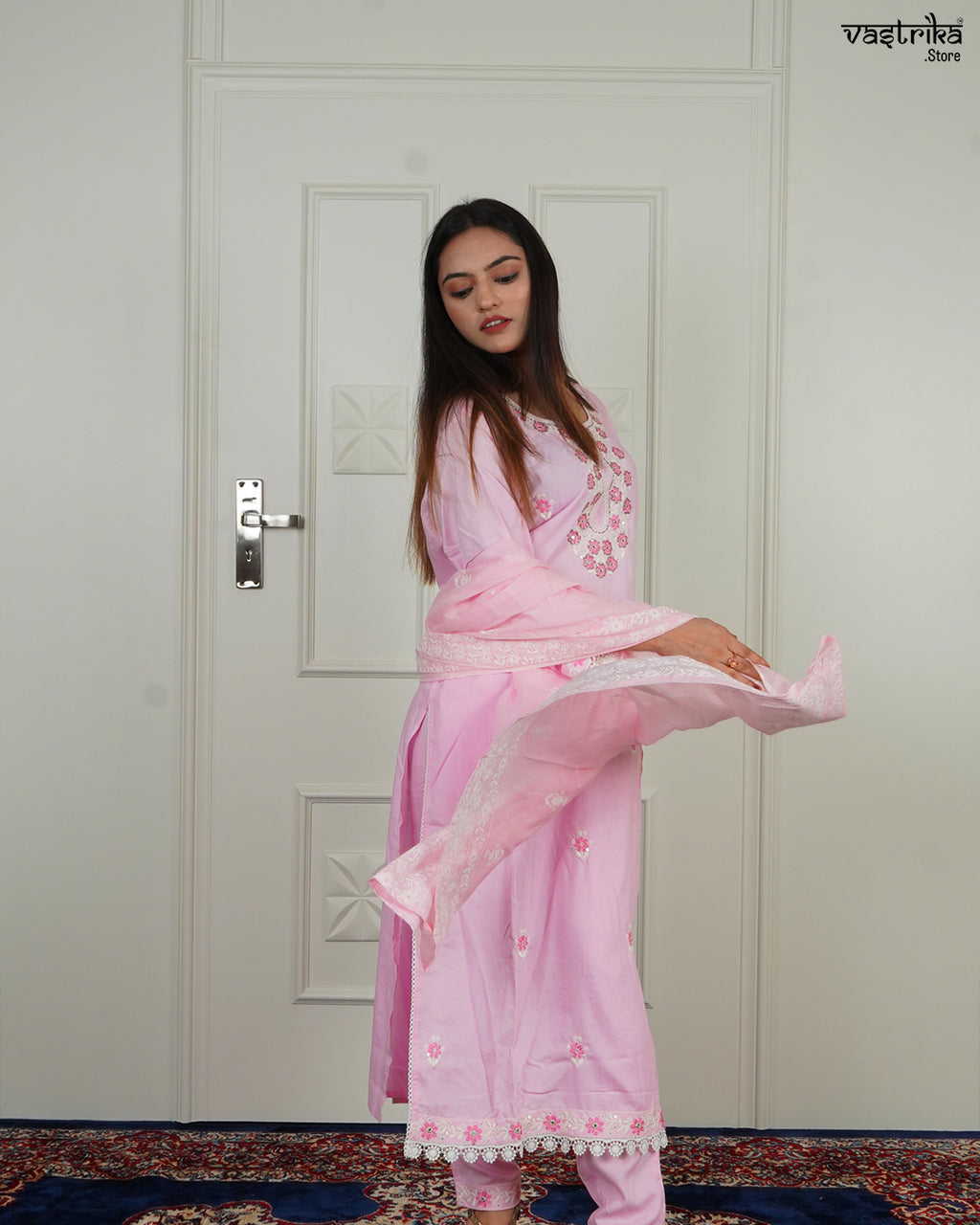 Thread Bloom Cotton Kurti Set