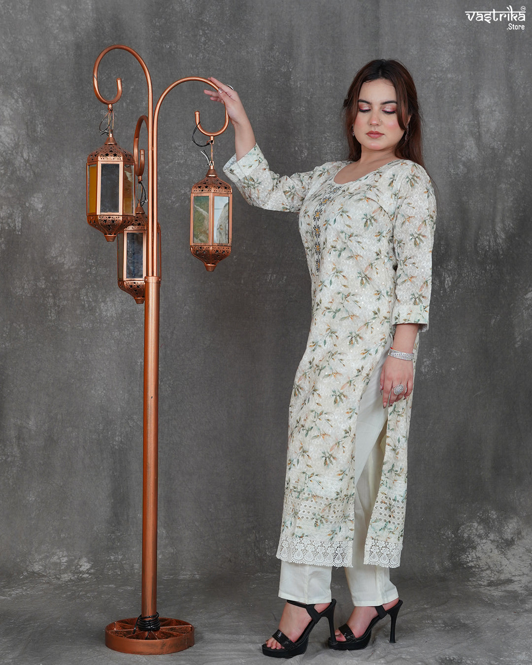 Cotton Kurti Set with Chikan Work