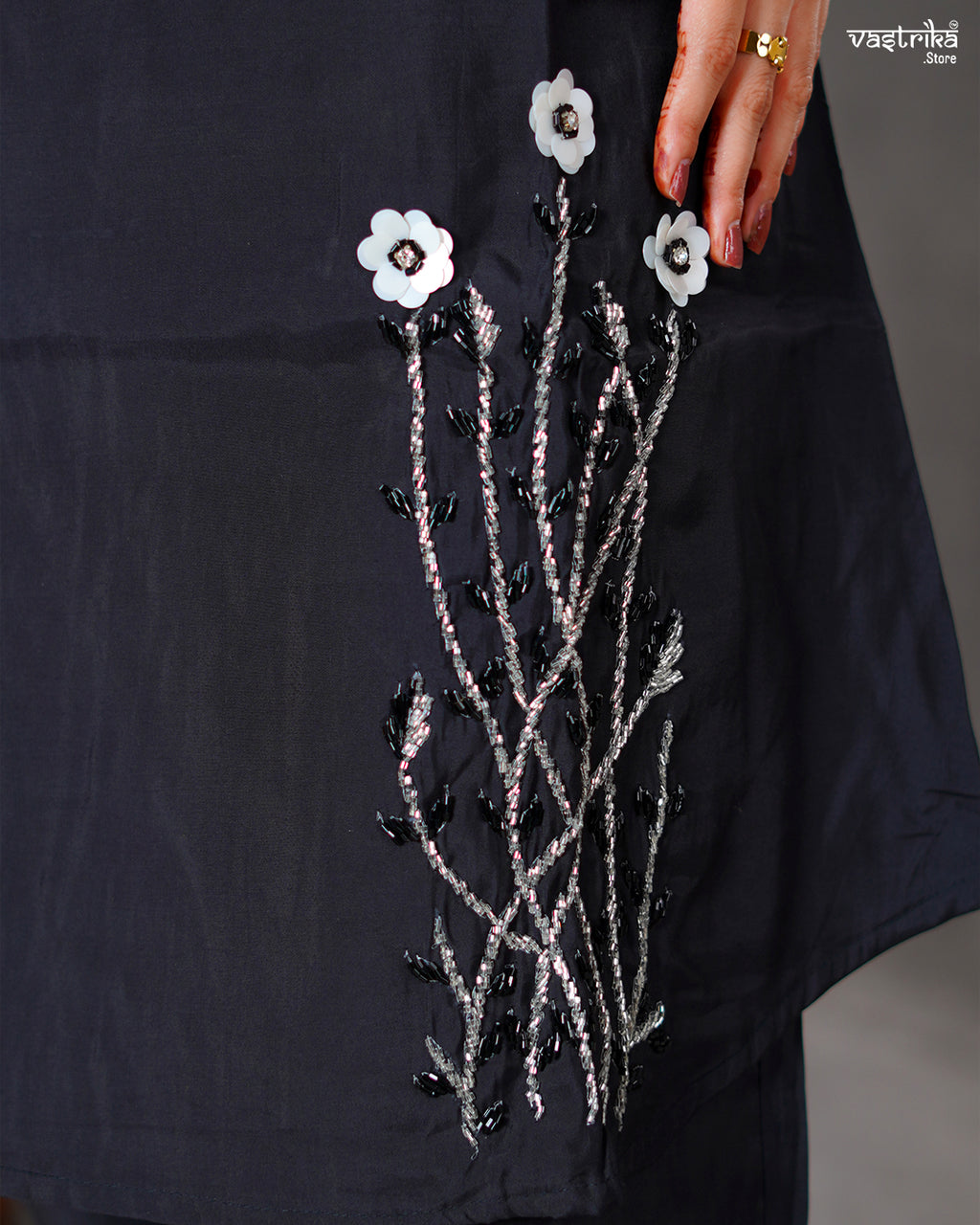 Black Roman Silk Coord Set