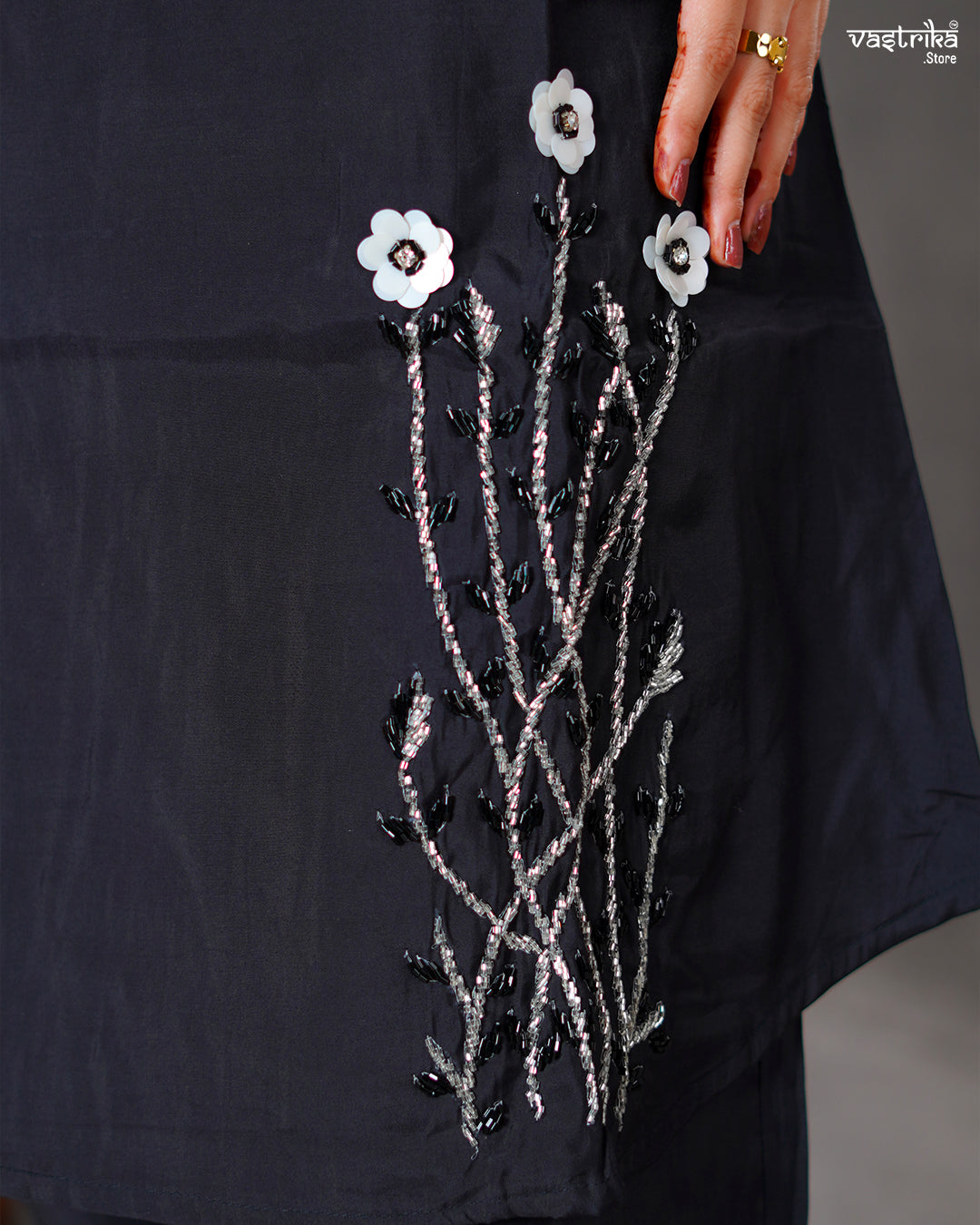 Black Roman Silk Coord Set