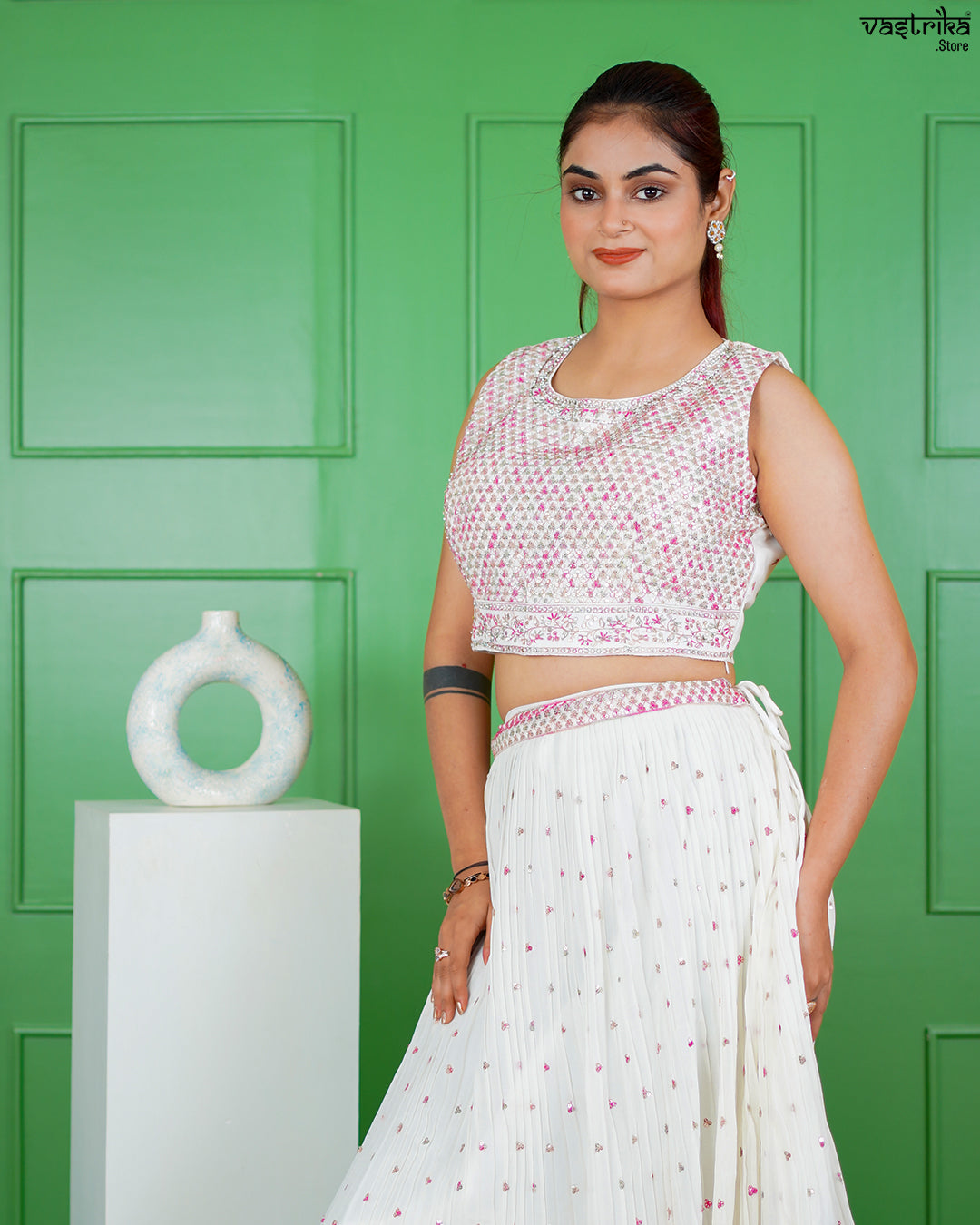 Off-White Georgette Co-ord Set