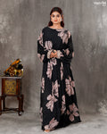 Black Chiffon Digital Print Skirt Set
