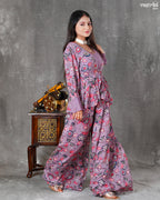 Purple Chinon Silk Layered Coord Set