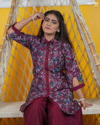 Collar Style Short Kurti Set
