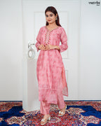 Gajri Chanderi Silk Kurti Set