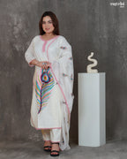 Elegant V-Neck Thread Work Kurti Set