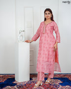 Gajri Chanderi Silk Kurti Set