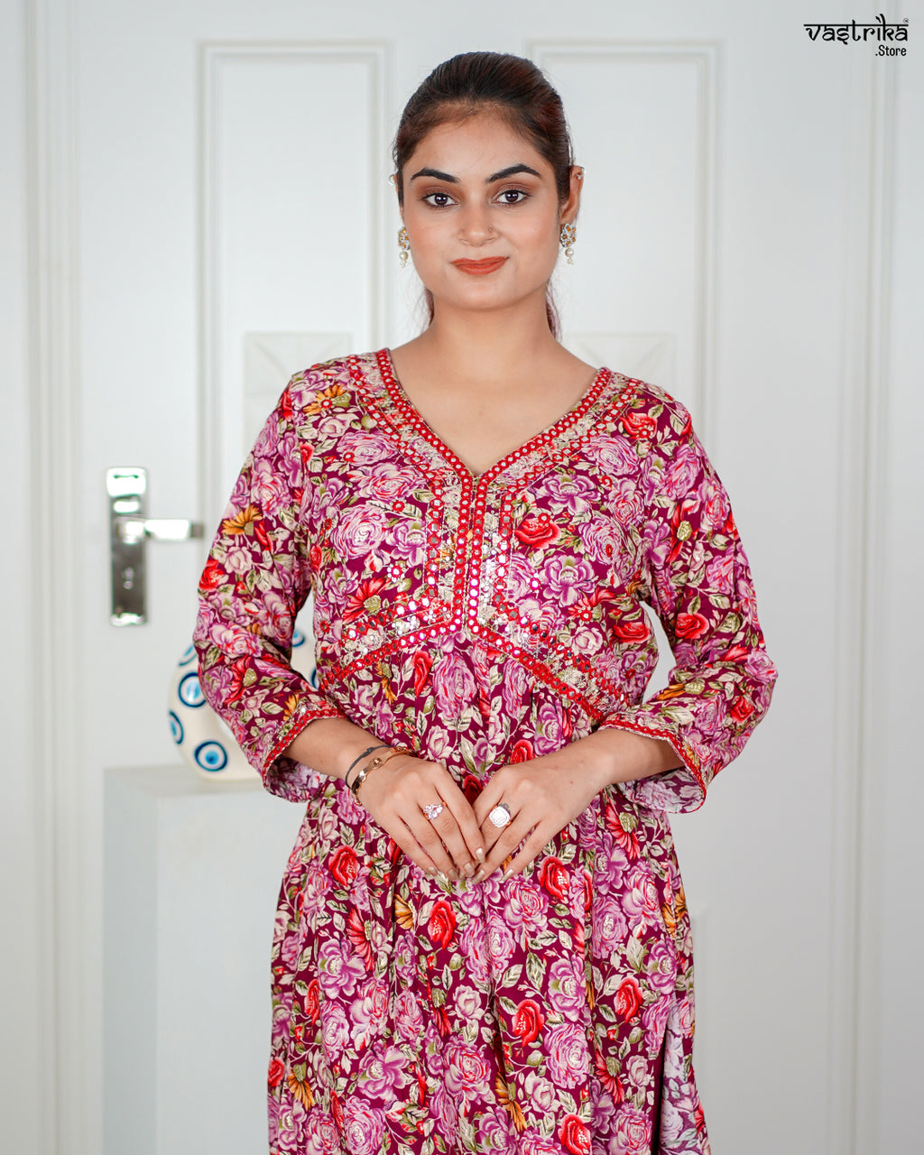 Wine Aalia Flare Frock Set