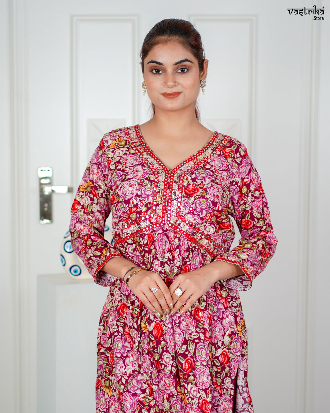 Wine Aalia Flare Frock Set