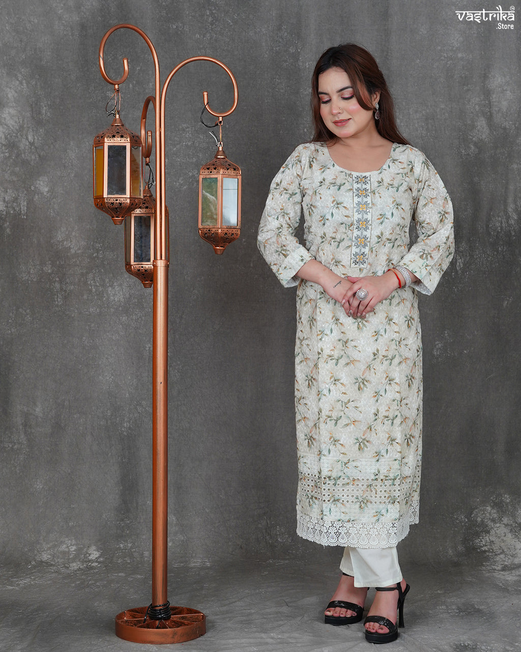 Cotton Kurti Set with Chikan Work