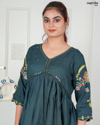 Bottle Green Aalia Sequin Frock Set