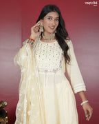 Cotton Frock Set with Jari & Resham Detailing