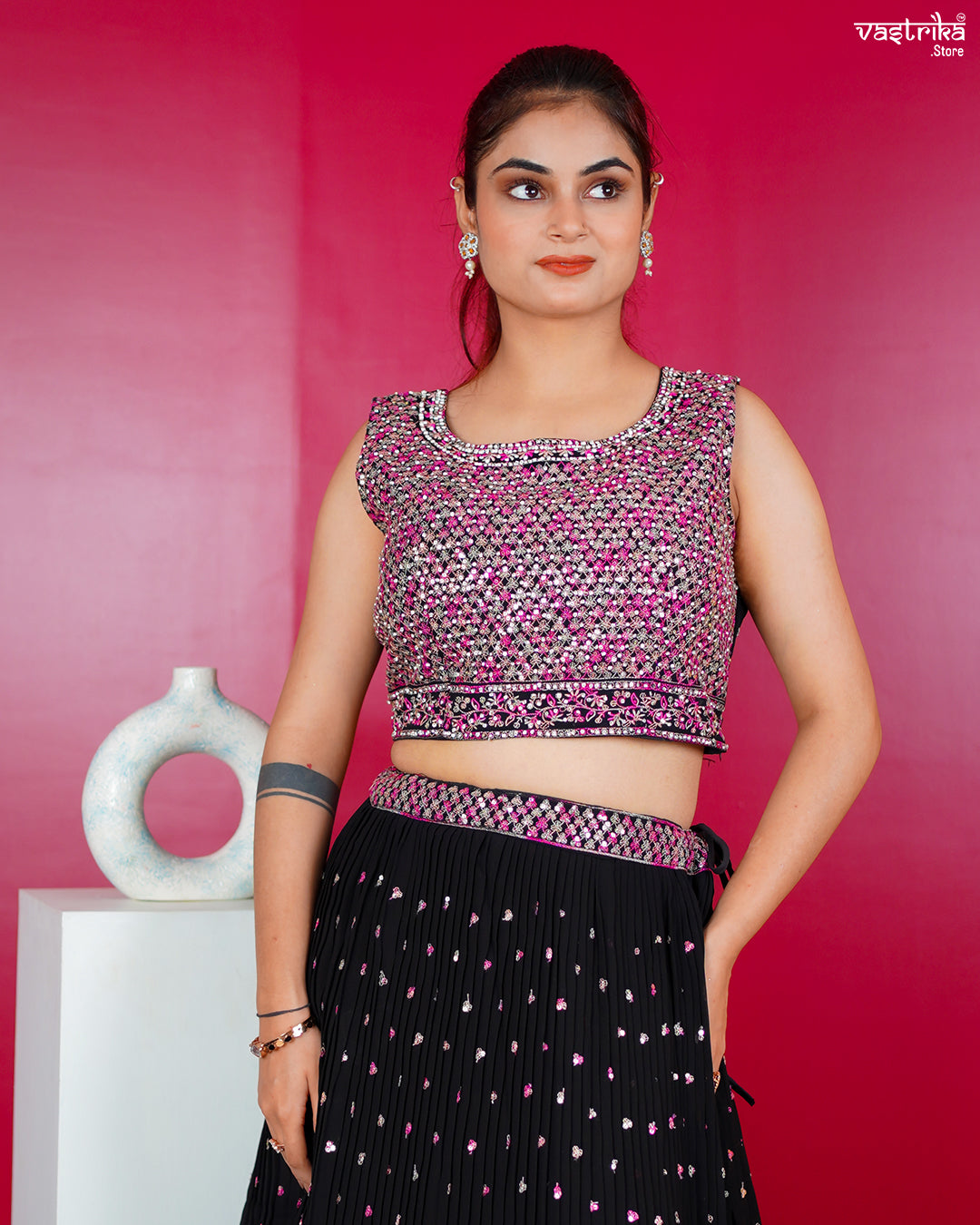 Black Georgette Co-ord Set