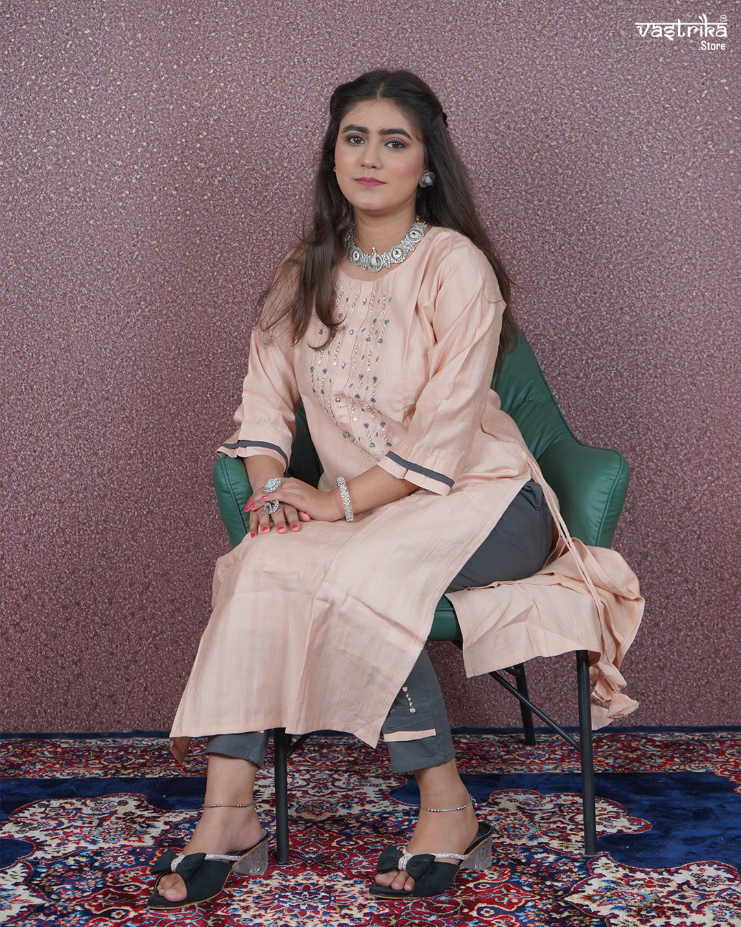 Hand-Embroidered Kurti Set
