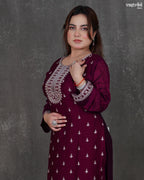 Round Neck Kurti Set with Jaal Dupatt