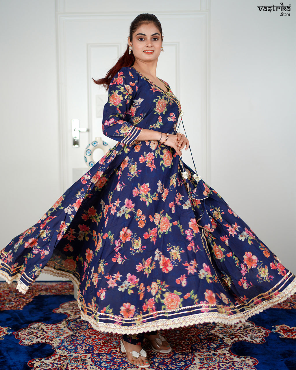 Navy Angrakha Frock Set
