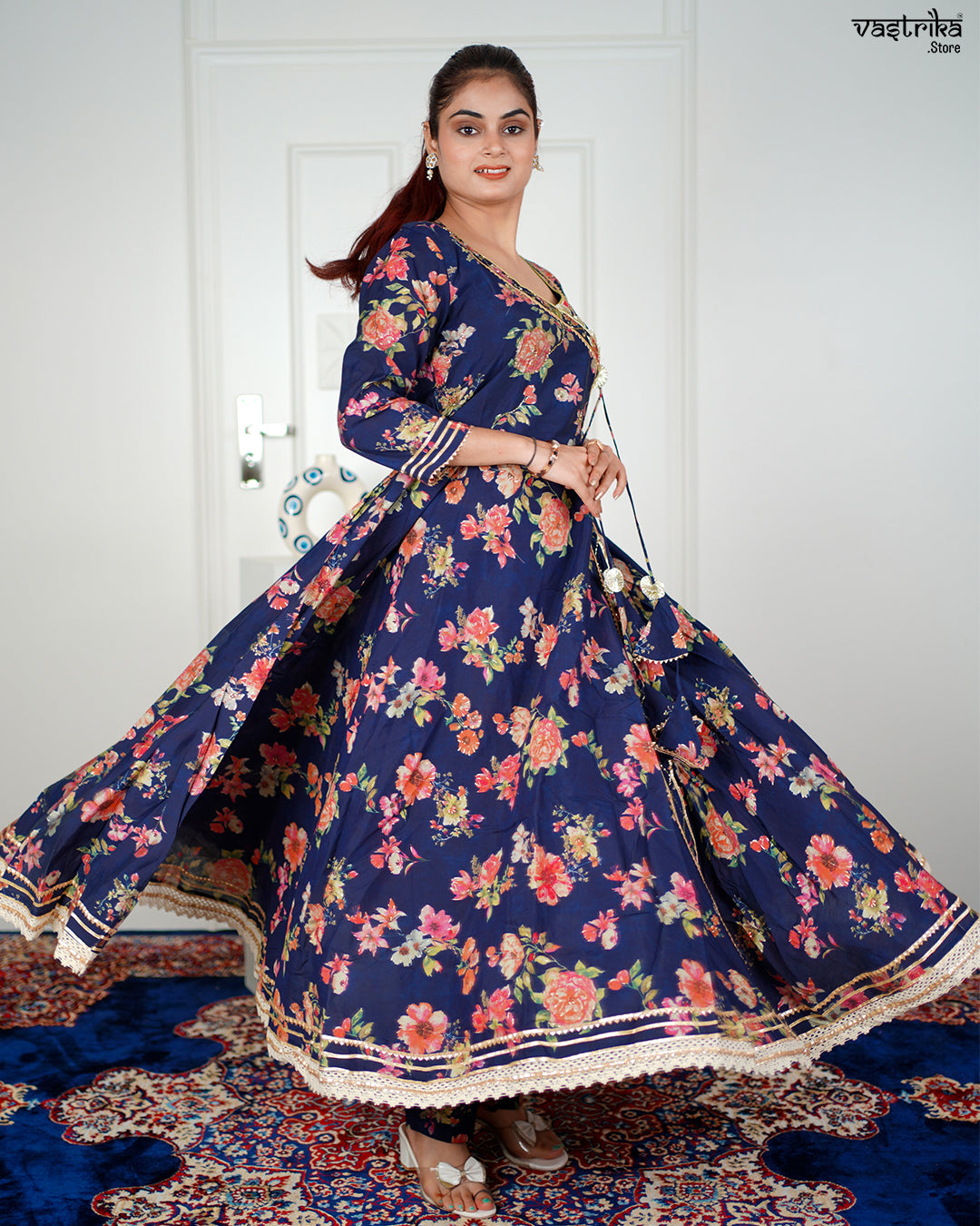 Navy Angrakha Frock Set