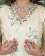 V-Neck Handworked Kurti Set