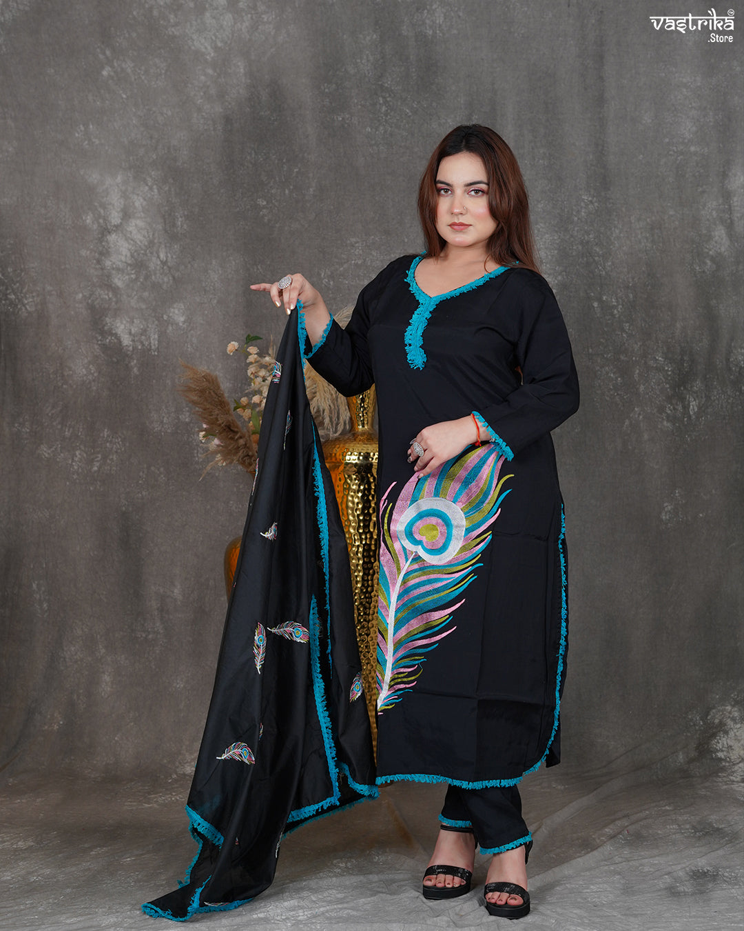 Roman Silk Kurti Set with Heavy Dupatta