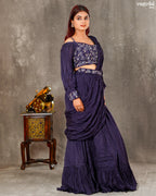 Dark Purple Chiffon Skirt Saree Set