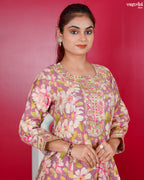 Purple Maslin Zari Frock Set