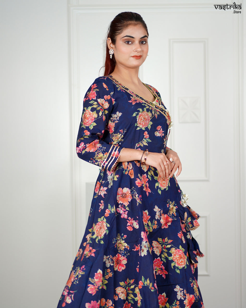Navy Angrakha Frock Set