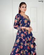 Navy Angrakha Frock Set