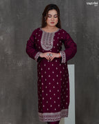 Round Neck Kurti Set with Jaal Dupatt
