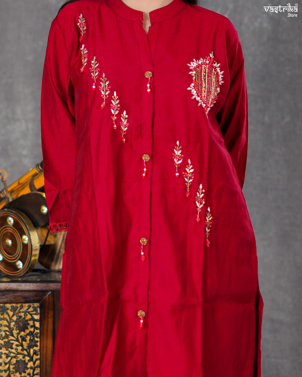 Maroon Silk Coord Set