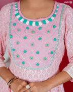 Pink Cotton Lace Frock Set