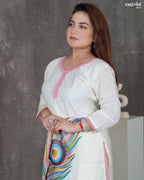 Elegant V-Neck Thread Work Kurti Set