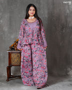Purple Chinon Silk Layered Coord Set